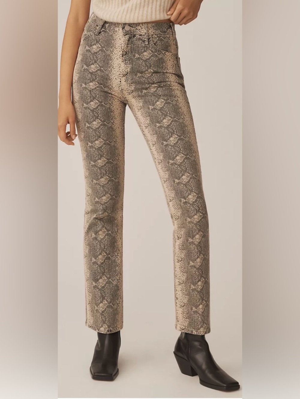 NWT MOTHER "The Hustler" Flood jeans in the "Boa Babe" snake print 27 - Picture 11 of 16